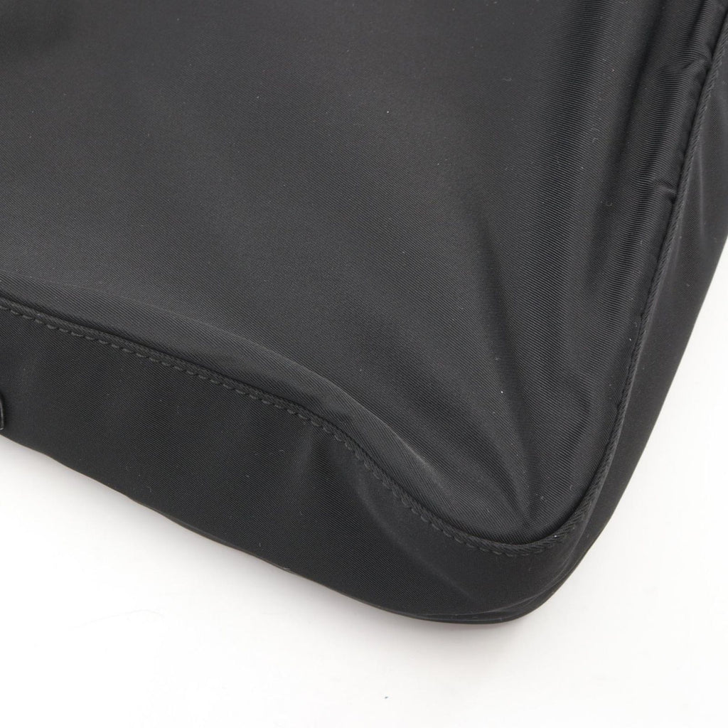 Prada Shoulder Bag Tessuto Bacheli Black Nylon Leather Triangle Logo Chain — view 7