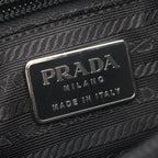 Prada Shoulder Bag Tessuto Bacheli Black Nylon Leather Triangle Logo Chain — view 4