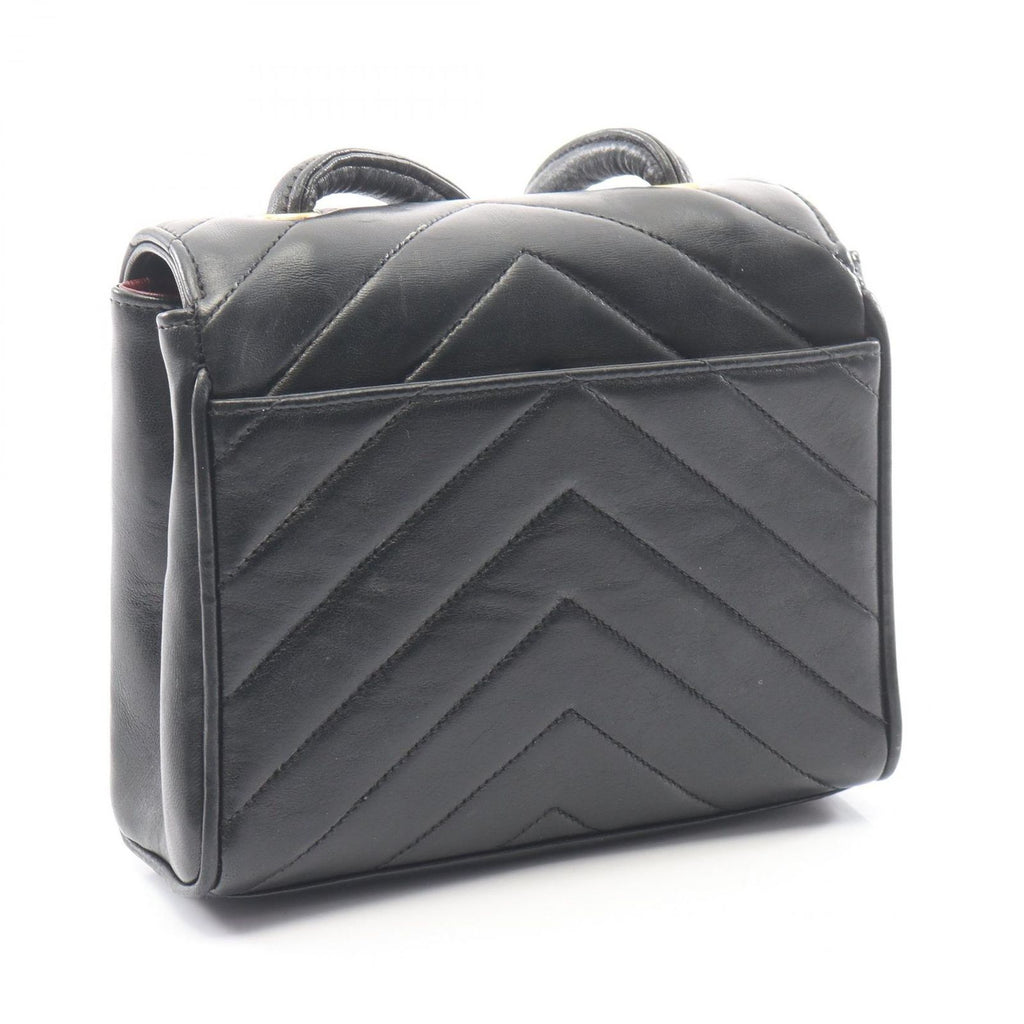 Chanel Shoulder Bag Stitch Black Lambskin Chevron Mini — view 2