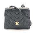 Chanel Shoulder Bag Stitch Black Lambskin Chevron Mini