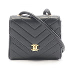 Chanel Shoulder Bag Stitch Black Lambskin Chevron Mini