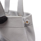 Prada Tote Vitello Daino Blue Gray Leather Perforated Logo Handbag — view 8
