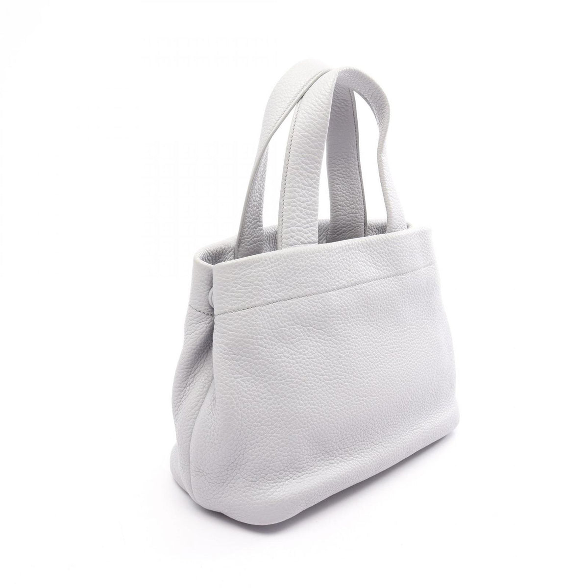 Prada Tote Vitello Daino Blue Gray Leather Perforated Logo Handbag — view 2