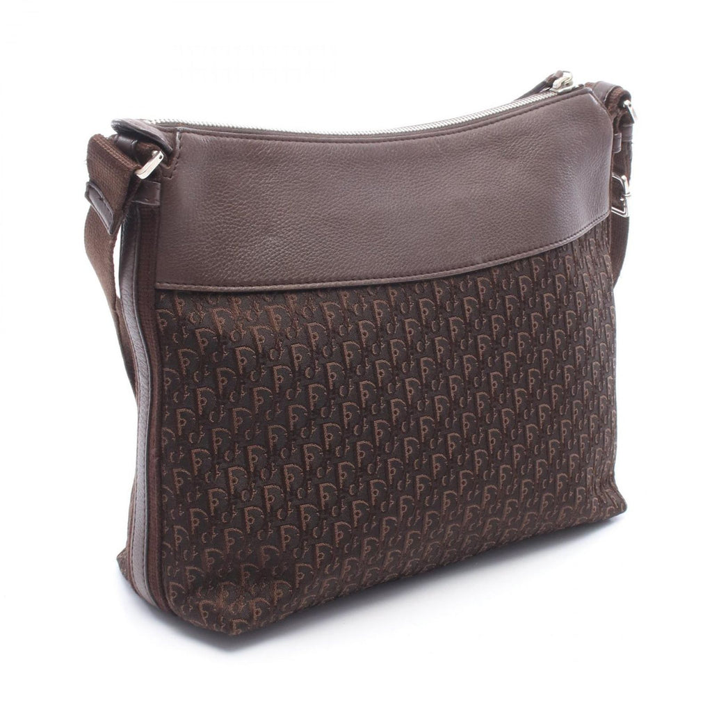 Dior Shoulder Bag Street Chic Trotter Dark Brown Canvas Leather — view 2