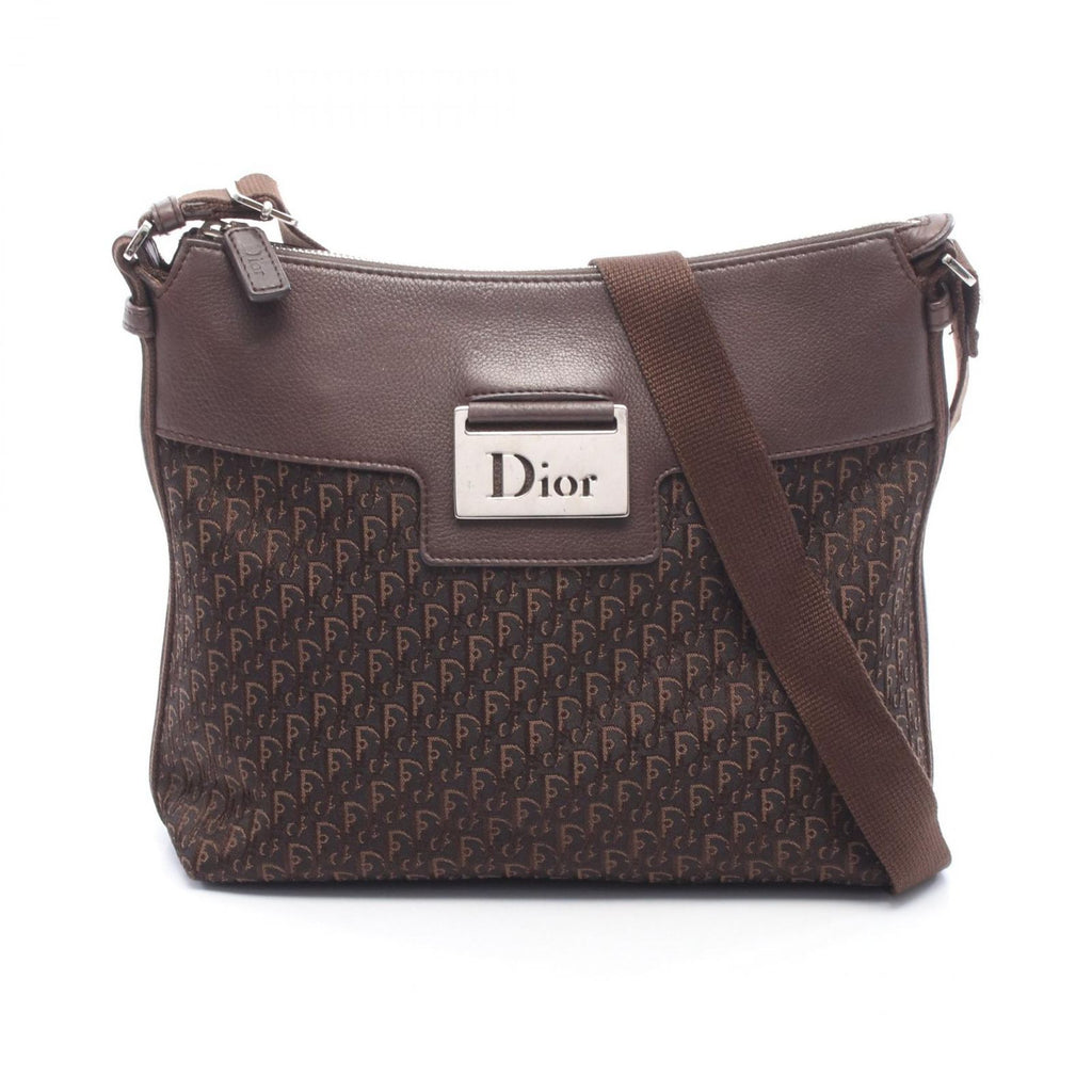 Dior Shoulder Bag Street Chic Trotter Dark Brown Canvas Leather