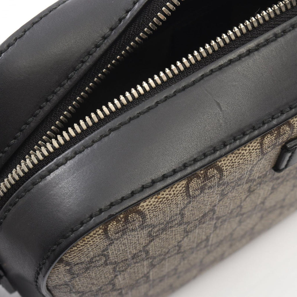 Gucci Shoulder Bag GG Supreme Beige Black Canvas Leather — view 5