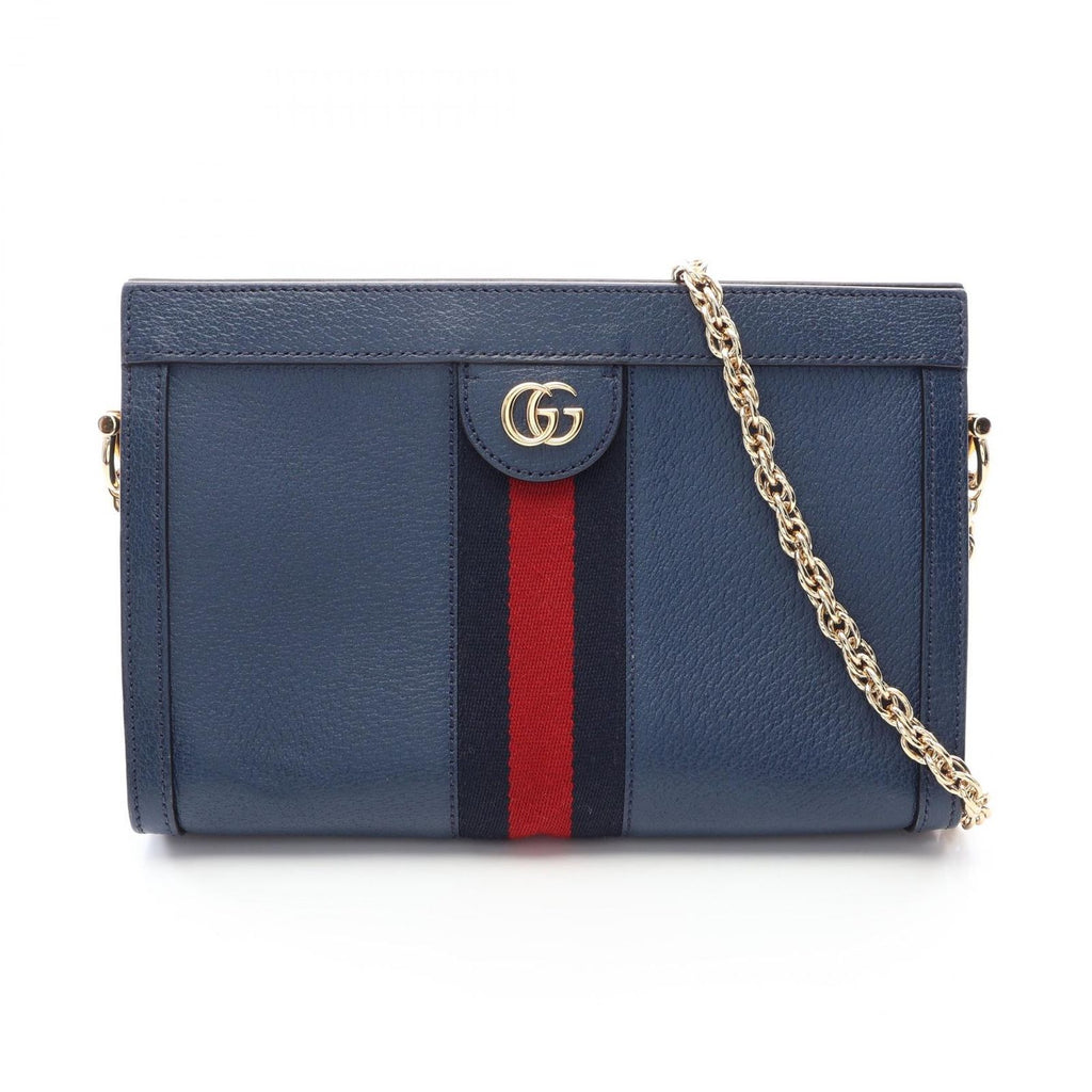 Gucci Shoulder Bag Ophidia Small Sherry Line Navy Leather Chain