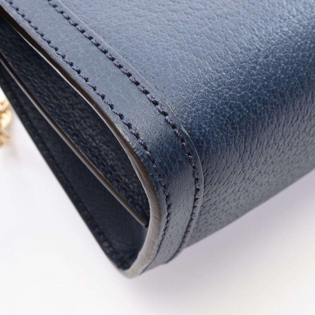 Gucci Shoulder Bag Ophidia Small Sherry Line Navy Leather Chain — view 5