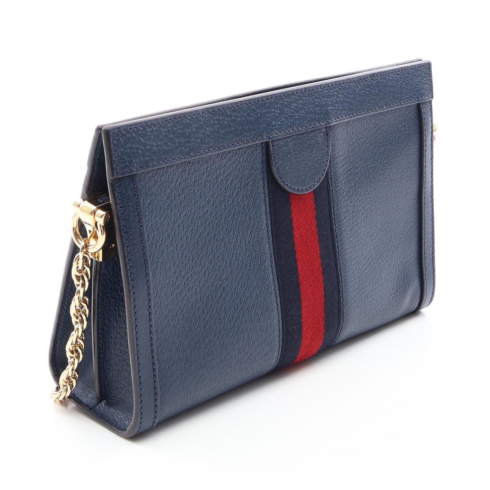 Gucci Shoulder Bag Ophidia Small Sherry Line Navy Leather Chain — view 2