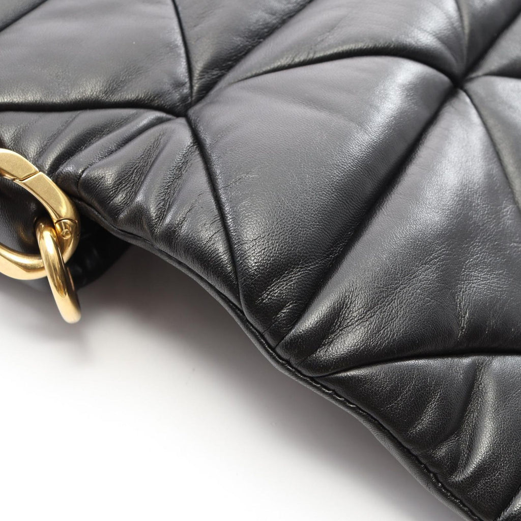 Prada Shoulder Bag Padded 2-Way Black Leather System Patchwork Chain — view 8