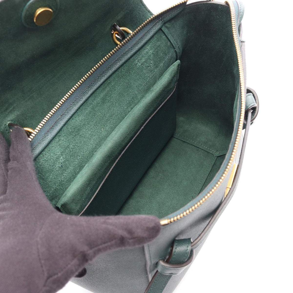 Celine Belt Bag Micro 2-Way Dark Green Leather — view 3