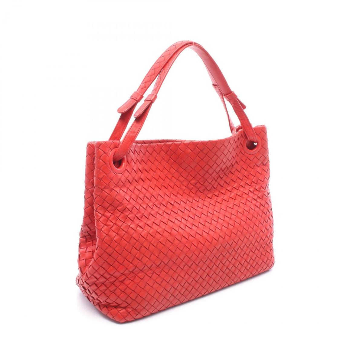 Bottega Veneta Tote Intrecciato Red Leather Shoulder Bag — view 2