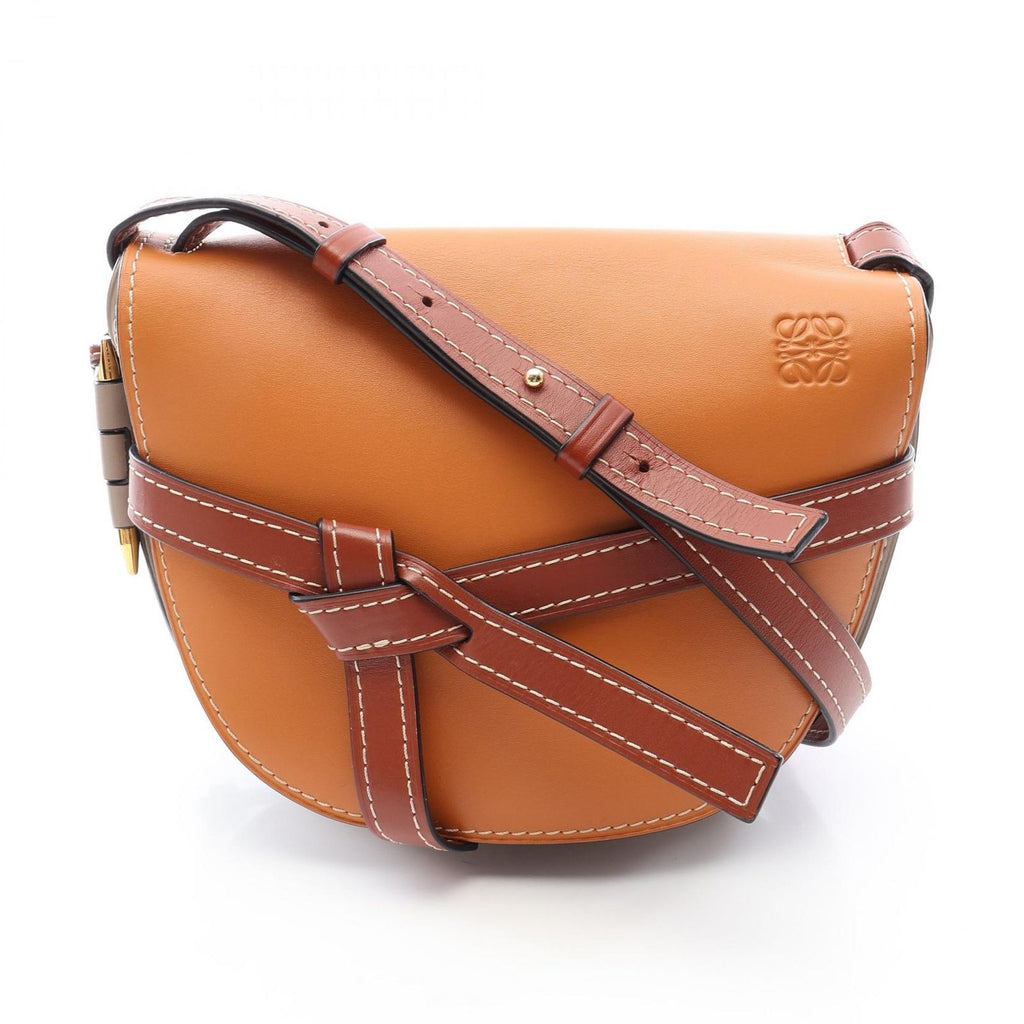 Loewe Shoulder Bag Gate Small Camel Gray Leather