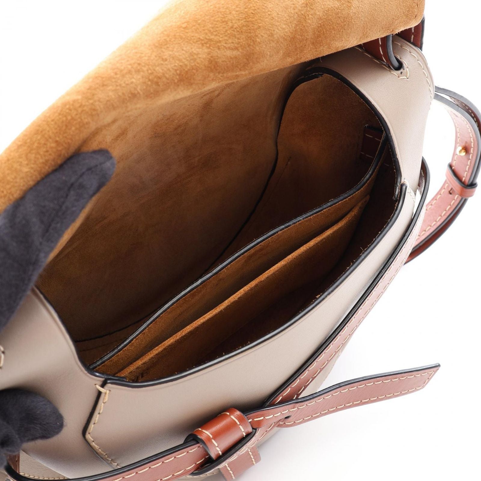 Loewe Shoulder Bag Gate Small Camel Gray Leather — view 3
