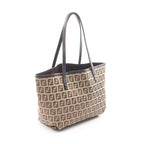 Fendi Tote Zucca Beige Dark Brown Canvas Leather Zucchino Mini Handbag — view 2