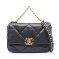 Chanel Shoulder Bag 19 Dizeneuf Quilted 2-Way Black Leather 19 Chain