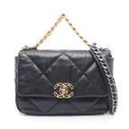 Chanel Shoulder Bag 19 Dizeneuf Quilted 2-Way Black Leather 19 Chain