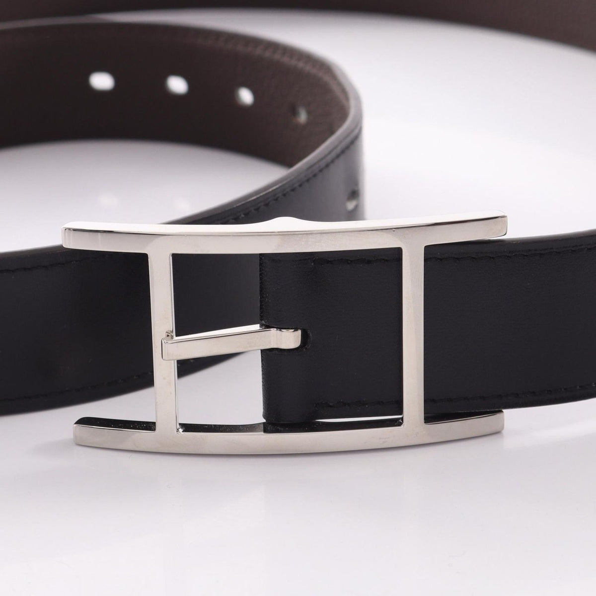 Hermes Belt Easy 32 Chocolat Reversible Calfskin — view 2