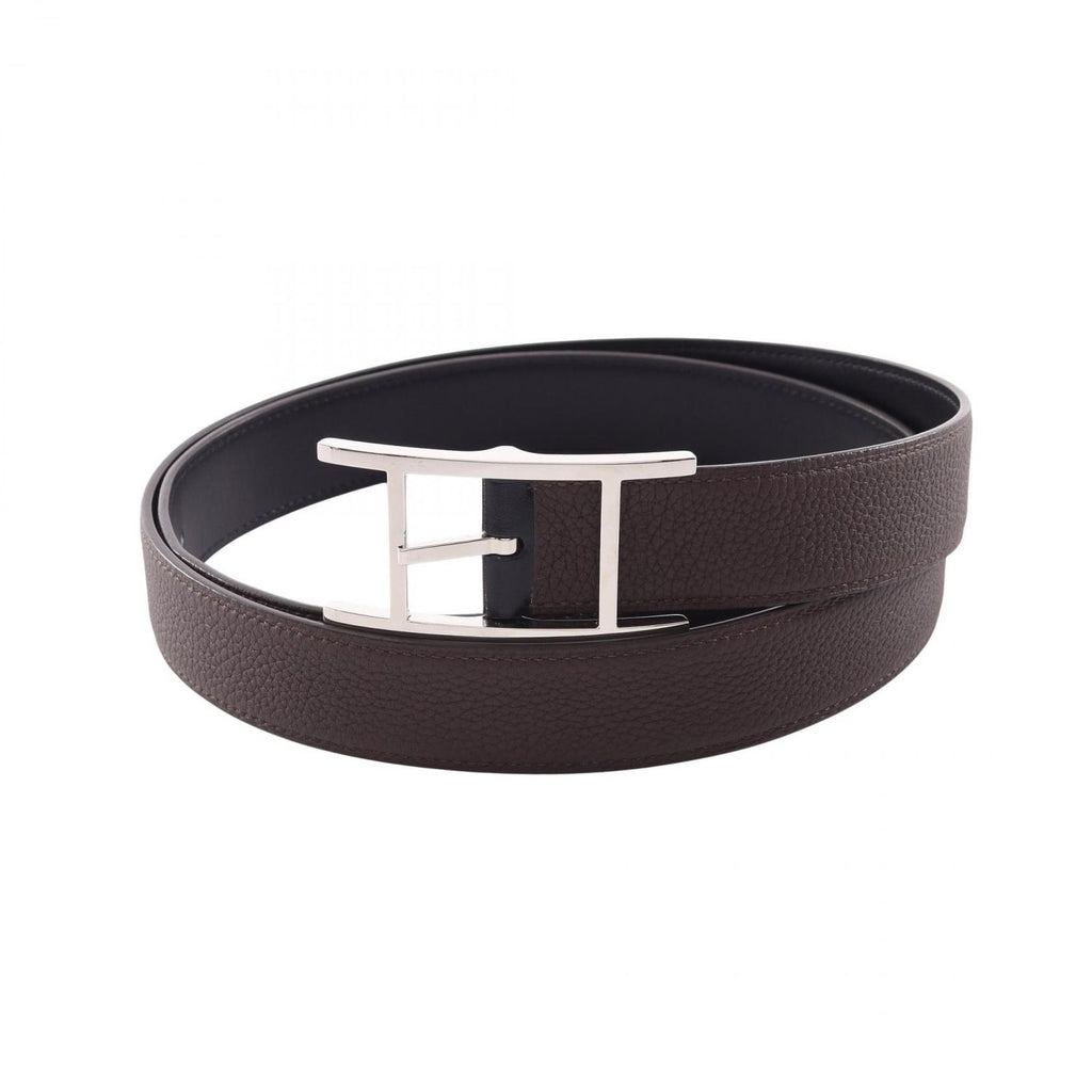 Hermes Belt Easy 32 Chocolat Reversible Calfskin — view 6