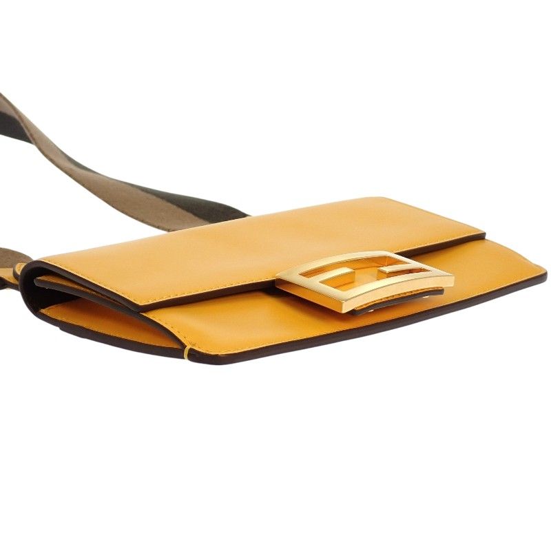 Fendi Flat Baguette Mini Shoulder Bag Leather Yellow Gold Included — view 7