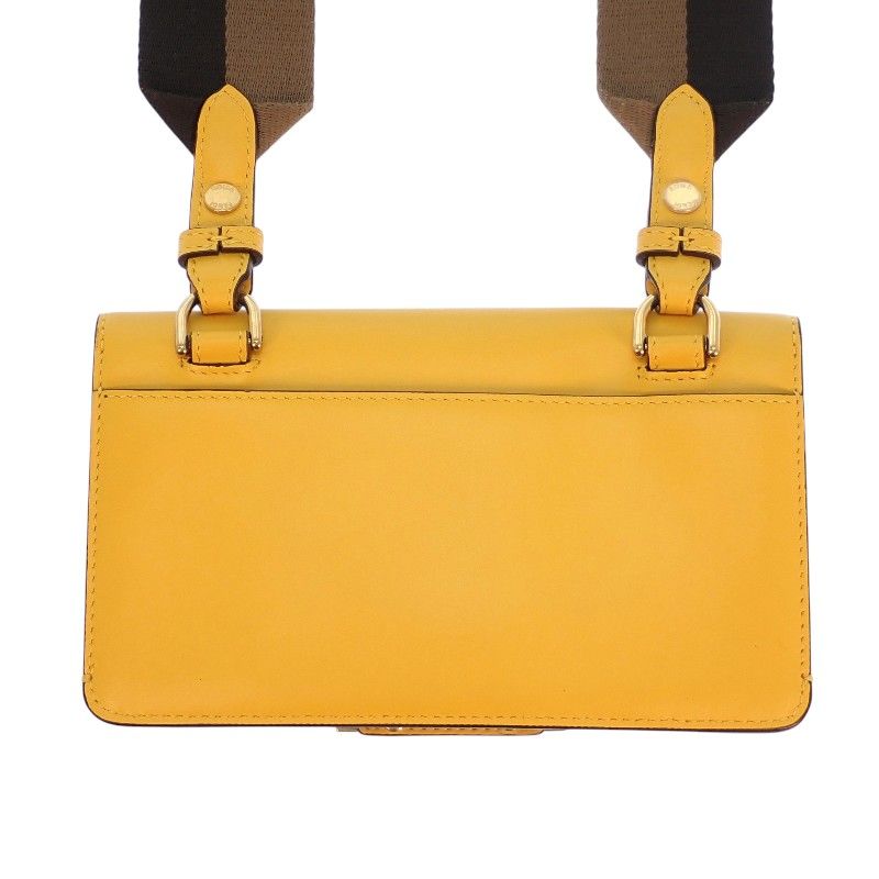 Fendi Flat Baguette Mini Shoulder Bag Leather Yellow Gold Included — view 4