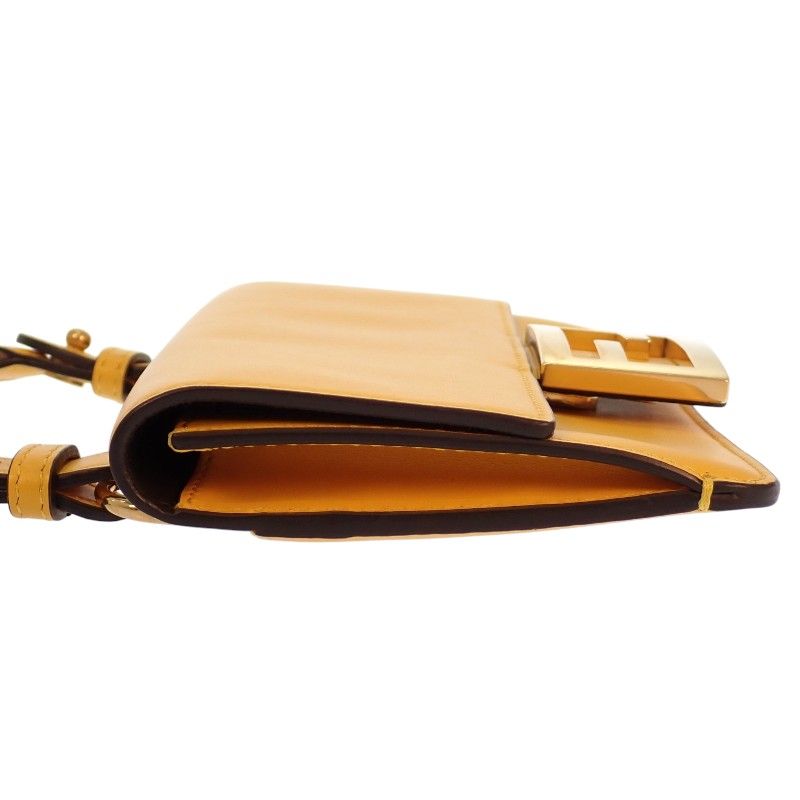 Fendi Flat Baguette Mini Shoulder Bag Leather Yellow Gold Included — view 5