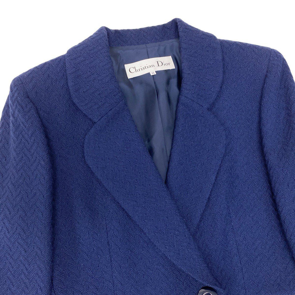 Dior Set Skirt Suit Herringbone Pattern 11 Navy Wool — view 5