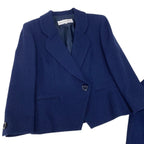 Dior Set Skirt Suit Herringbone Pattern 11 Navy Wool — view 3