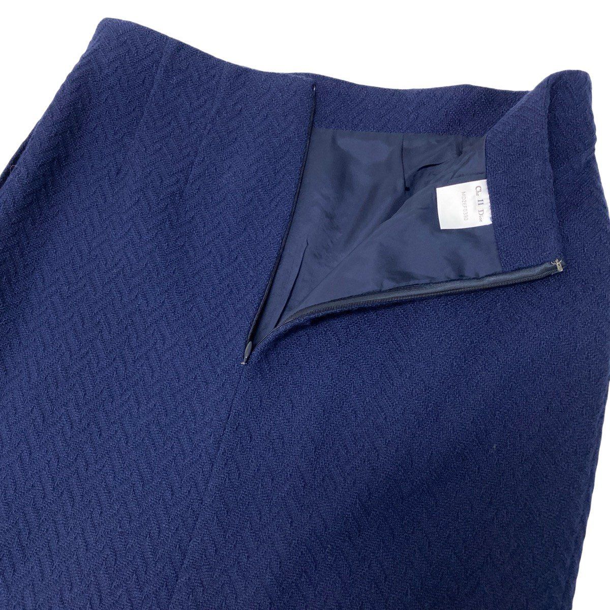 Dior Set Skirt Suit Herringbone Pattern 11 Navy Wool — view 8