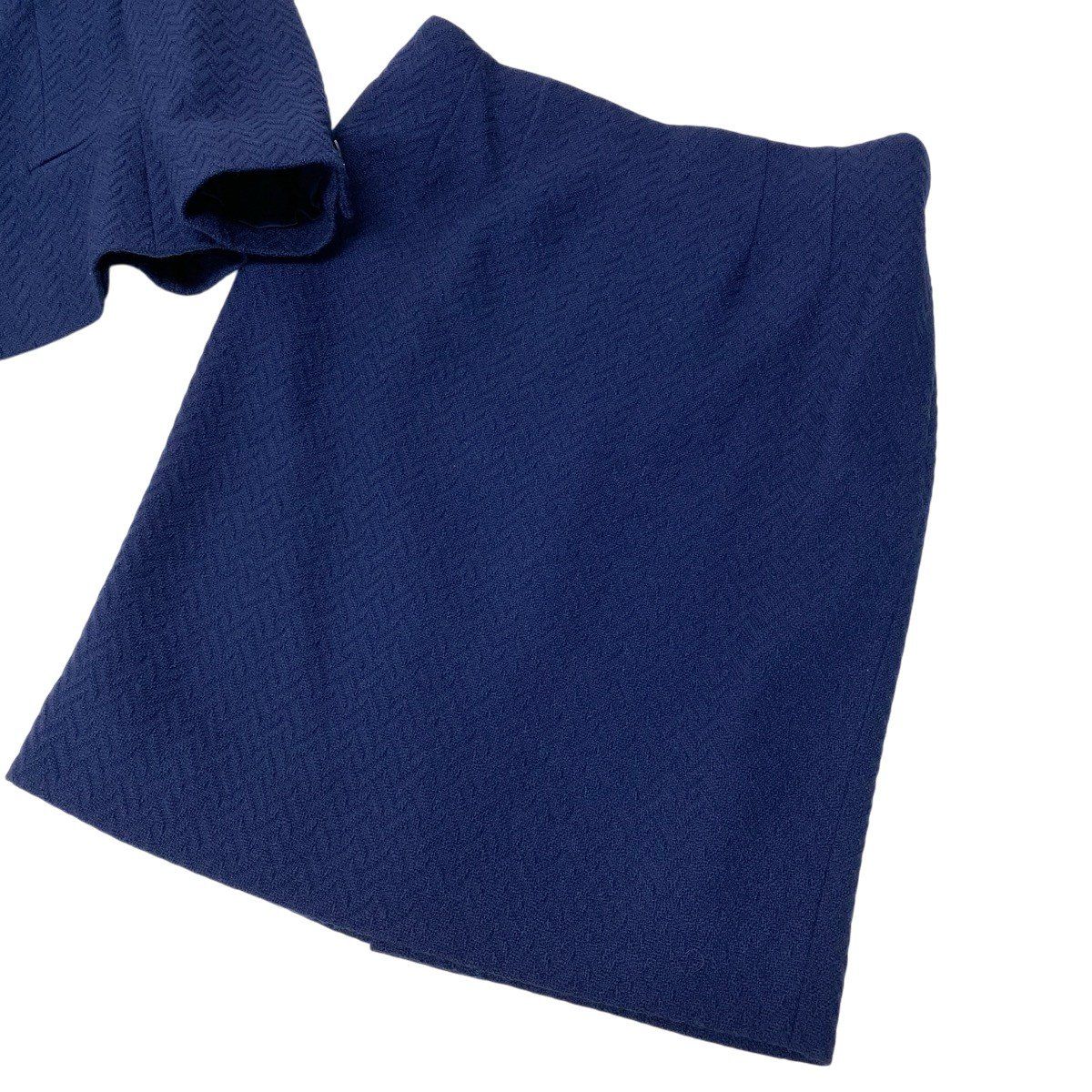 Dior Set Skirt Suit Herringbone Pattern 11 Navy Wool — view 7
