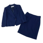Dior Set Skirt Suit Herringbone Pattern 11 Navy Wool — view 2