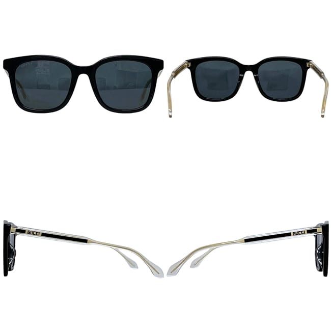 Gucci Sunglasses Frame Black Gold Golden Asian Fit Acetate Eyewear Side Logo — view 2