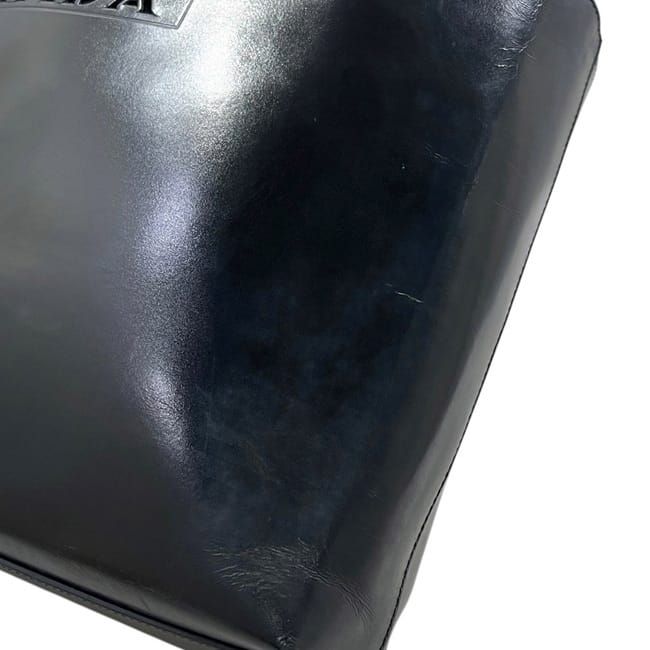 Prada Tote Black Perforated Logo Leather Handbag — view 8