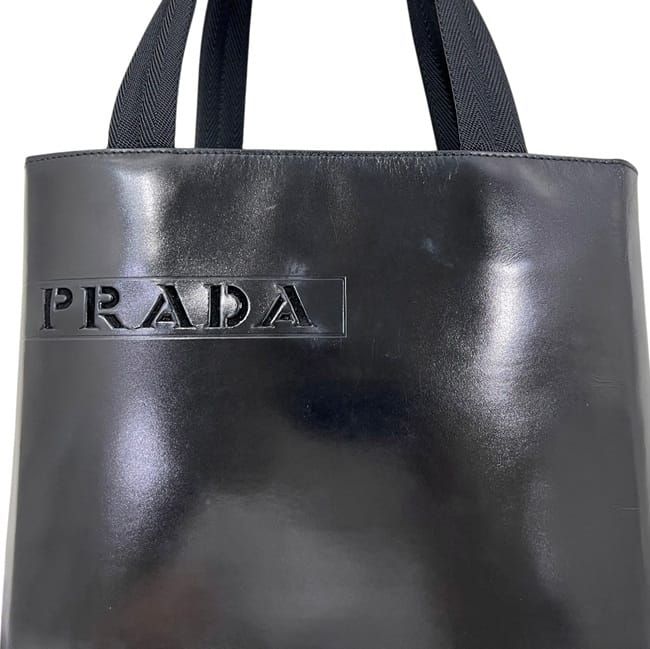 Prada Tote Black Perforated Logo Leather Handbag — view 6