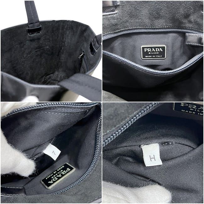 Prada Tote Black Perforated Logo Leather Handbag — view 3