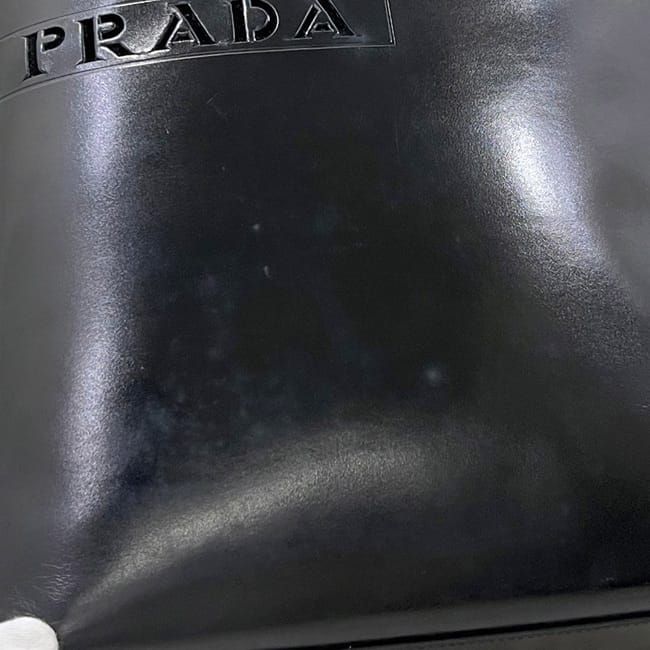Prada Tote Black Perforated Logo Leather Handbag — view 7