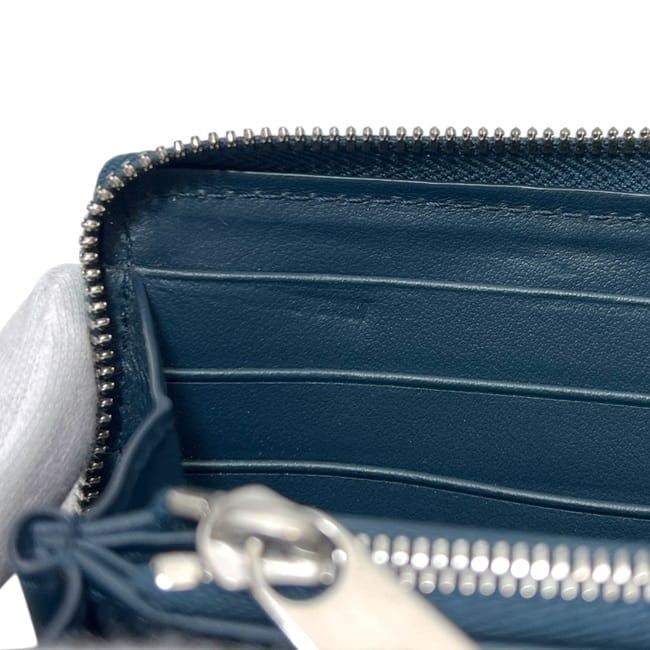 Bottega Veneta Zip Around Wallet Zip Navy Blue Cassette with Leather Charm IC — view 7