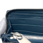 Bottega Veneta Zip Around Wallet Zip Navy Blue Cassette with Leather Charm IC — view 7