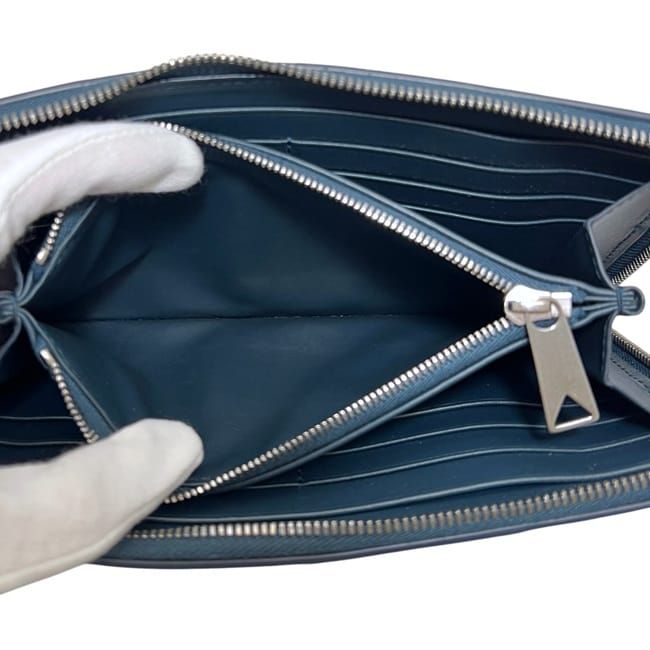 Bottega Veneta Zip Around Wallet Zip Navy Blue Cassette with Leather Charm IC — view 4
