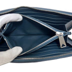 Bottega Veneta Zip Around Wallet Zip Navy Blue Cassette with Leather Charm IC — view 4