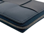 Bottega Veneta Zip Around Wallet Zip Navy Blue Cassette with Leather Charm IC — view 8