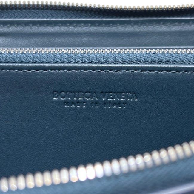 Bottega Veneta Zip Around Wallet Zip Navy Blue Cassette with Leather Charm IC — view 5