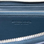 Bottega Veneta Zip Around Wallet Zip Navy Blue Cassette with Leather Charm IC — view 5