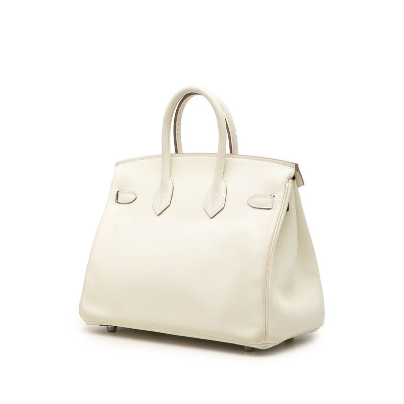 Hermes Birkin 25 Handbag Retourne Mushroom Silver Swift — view 2