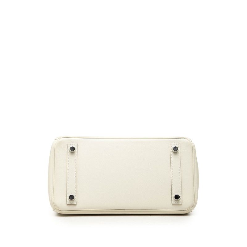 Hermes Birkin 25 Handbag Retourne Mushroom Silver Swift — view 3