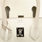 Hermes Birkin 25 Handbag Retourne Mushroom Silver Swift — view 5
