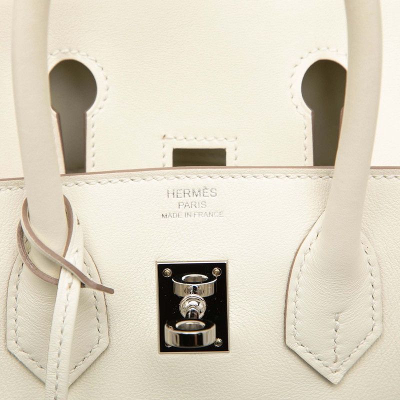 Hermes Birkin 25 Handbag Retourne Mushroom Silver Swift — view 5