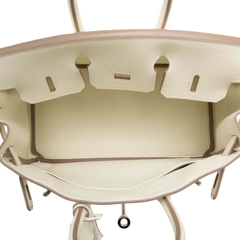 Hermes Birkin 25 Handbag Retourne Mushroom Silver Swift — view 4