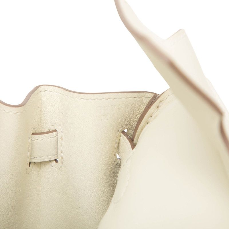 Hermes Birkin 25 Handbag Retourne Mushroom Silver Swift — view 6