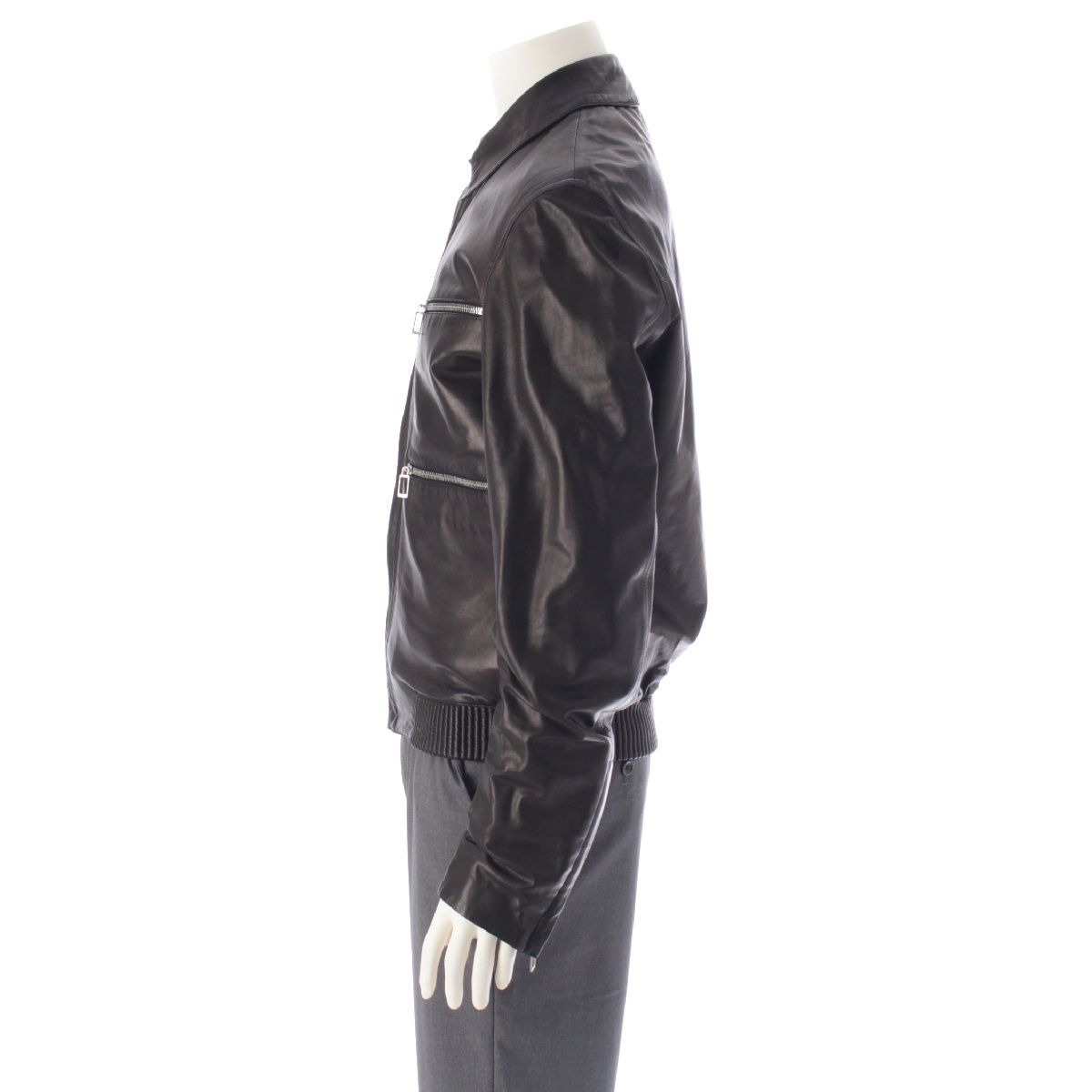 Dior Homme Ash Era Lambskin Chris Van Ash Zip Up Jacket Rider's Black 46 — view 3